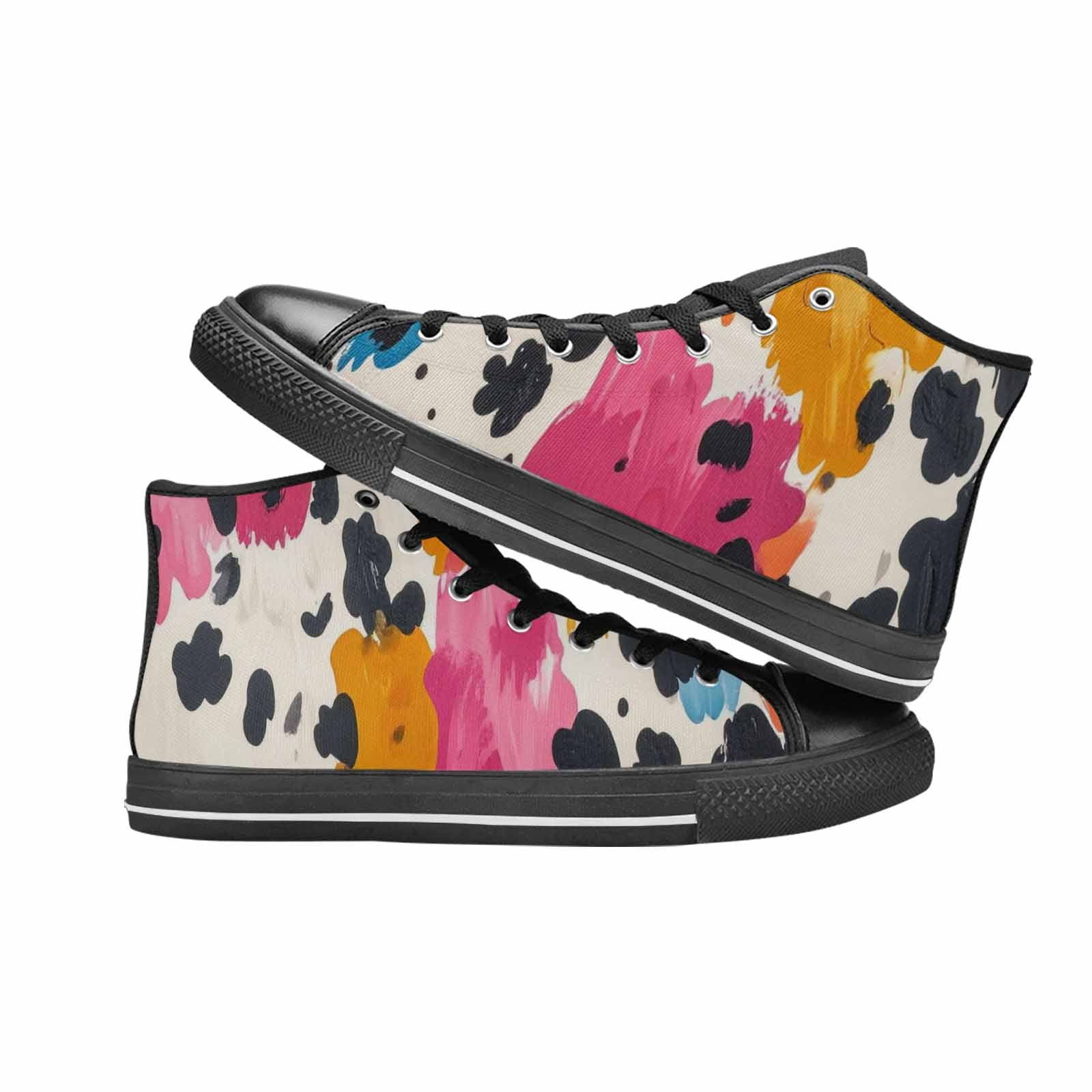 WOMEN'S Cow Animal Print High Top Canvas Vivid Sneakers