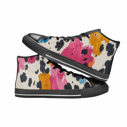 WOMEN'S Cow Animal Print High Top Canvas Vivid Sneakers