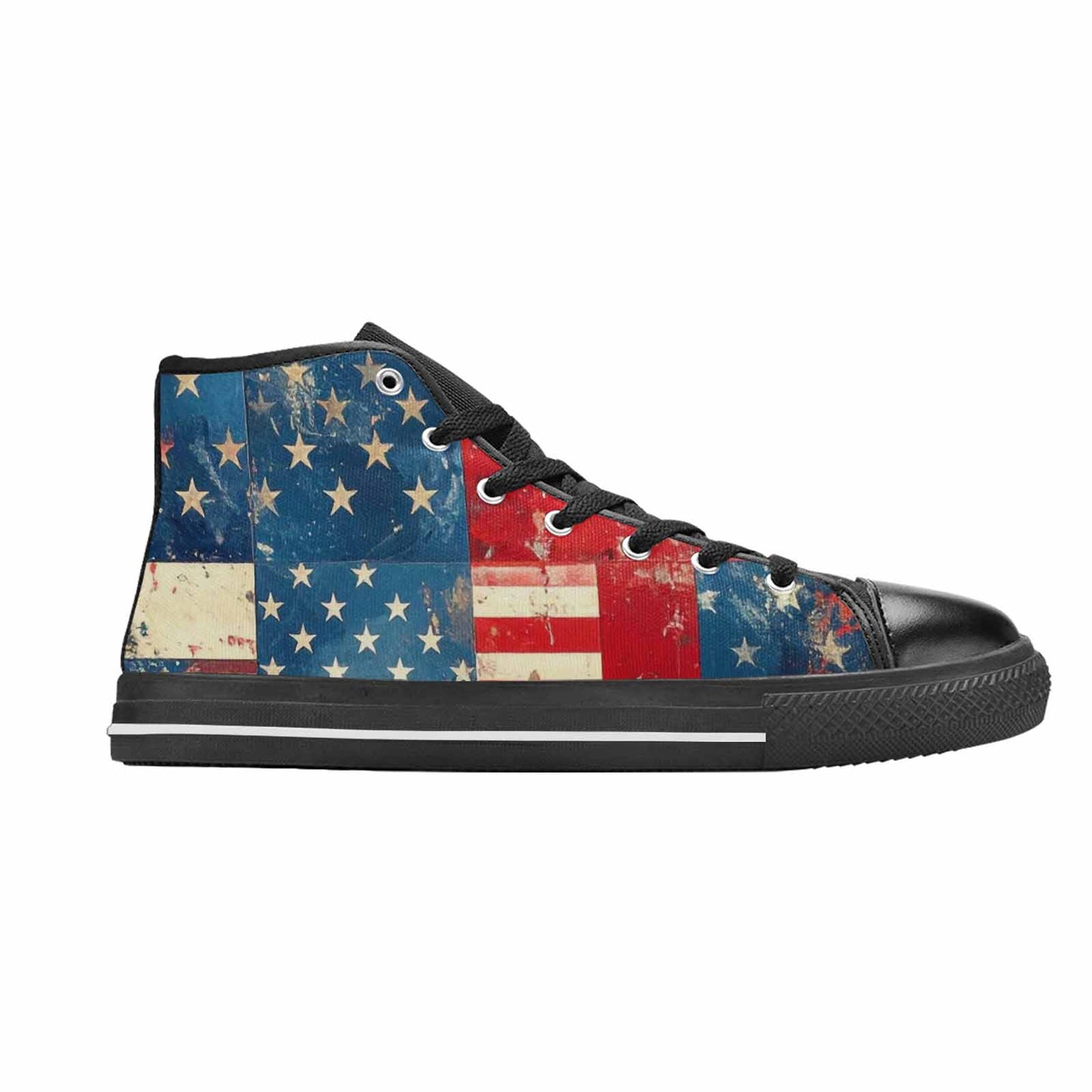 MEN'S American Flag Stars High Top Canvas Dark Academia Custom Shoes