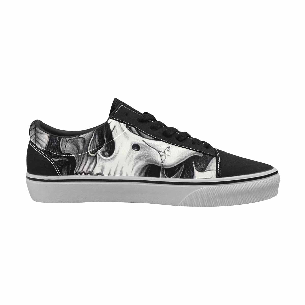 WOMEN'S Skulls Roses Pen Ink Canvas Lace-Up Dreamcore Shoes