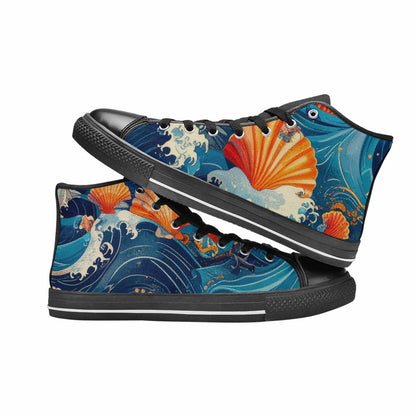 WOMEN'S Ocean Wave High Top Canvas Surreal Sneakers