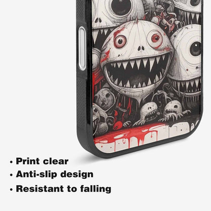 iPhone 16 Plus Case — Multi Eye Monster Black Red Ink, Customized Protective Case