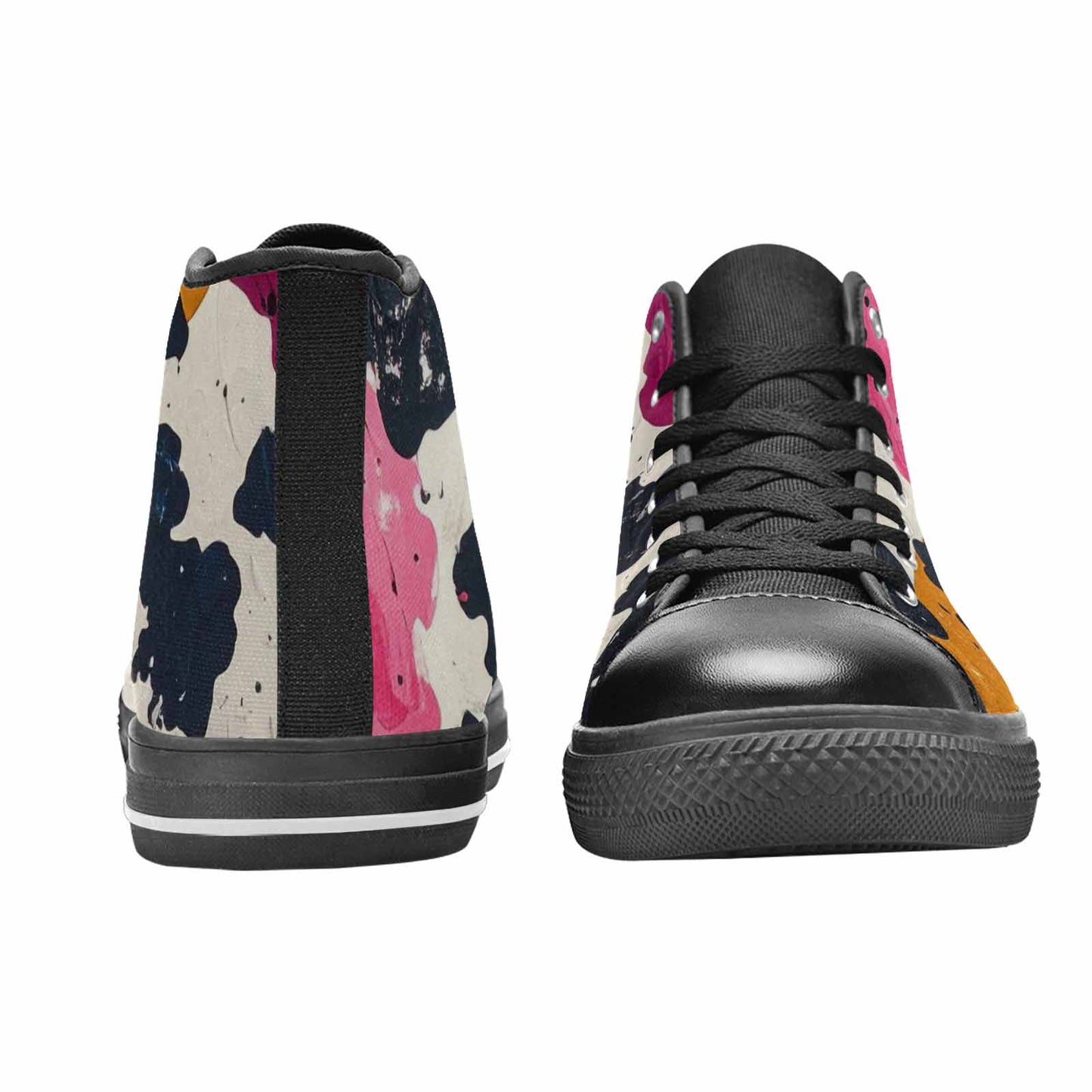 MEN'S Cow Animal Print High Top Canvas Neon Fantasy Custom Sneakers