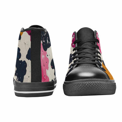 MEN'S Cow Animal Print High Top Canvas Neon Fantasy Custom Sneakers