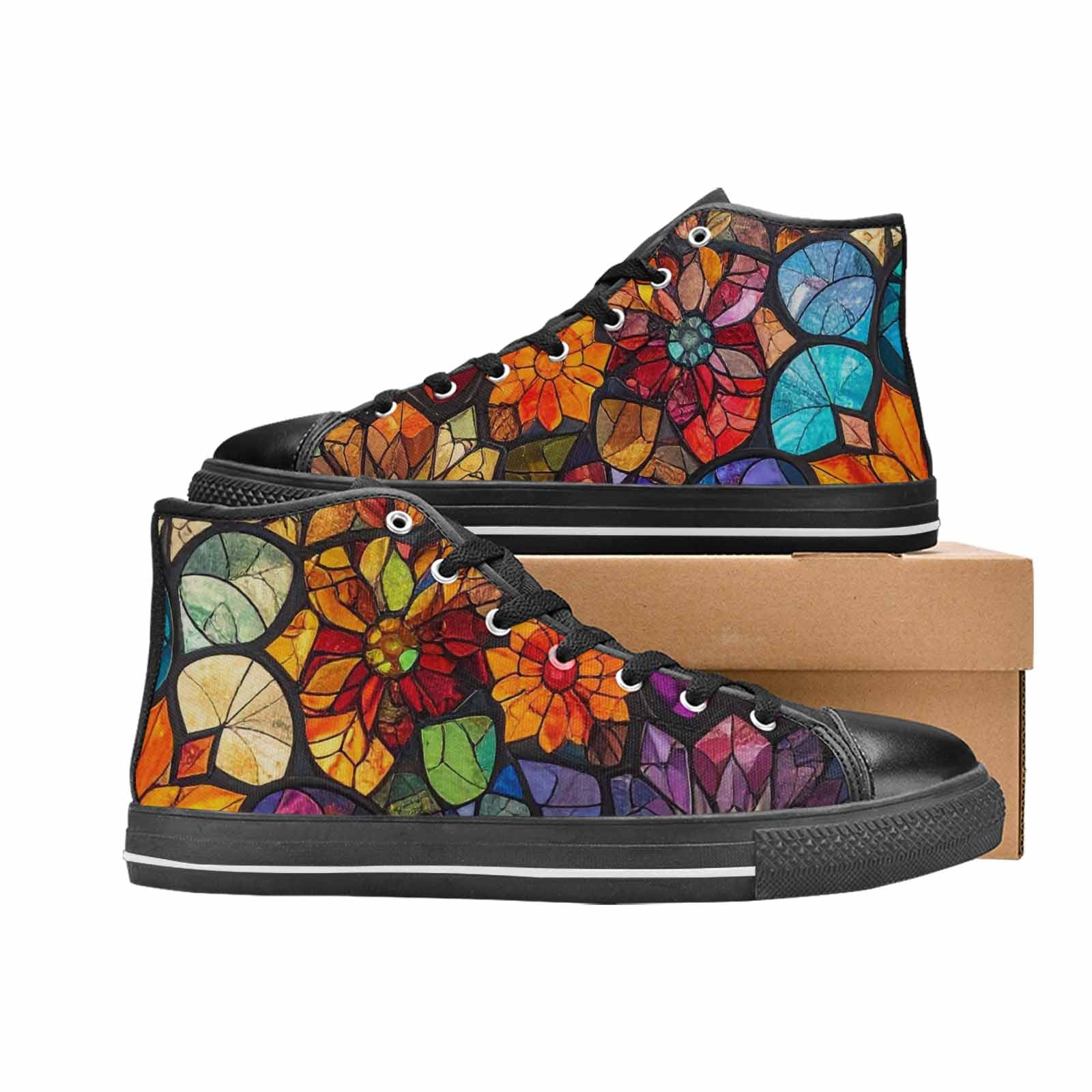 MEN'S Stained Glass Kaleidoscope High Top Canvas Grunge Shoes