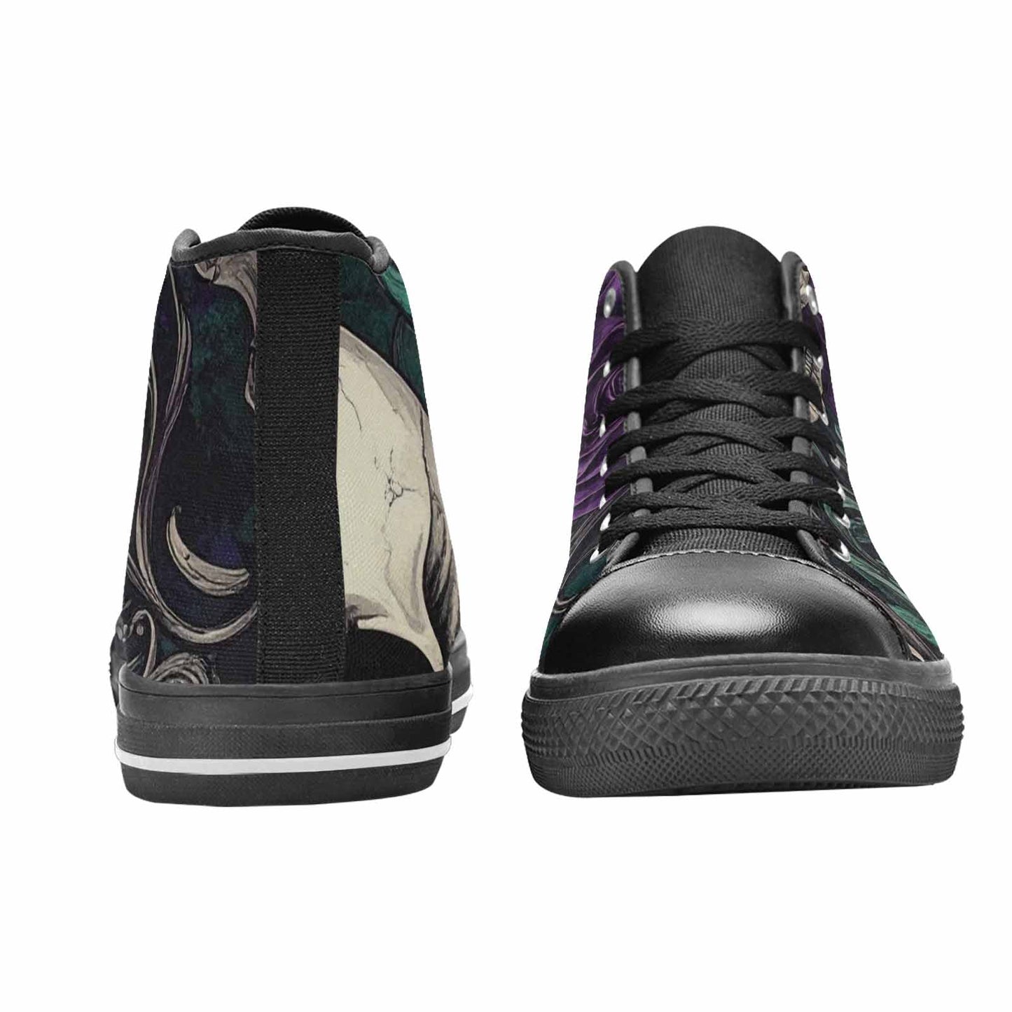 MEN'S Skulls Roses Gothic Filigree High Top Canvas Neon Fantasy Custom Shoes