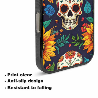 iPhone 16 Pro Case — Sunflowers Hundreds Of Skulls Art Seamless, Custom Phone Case