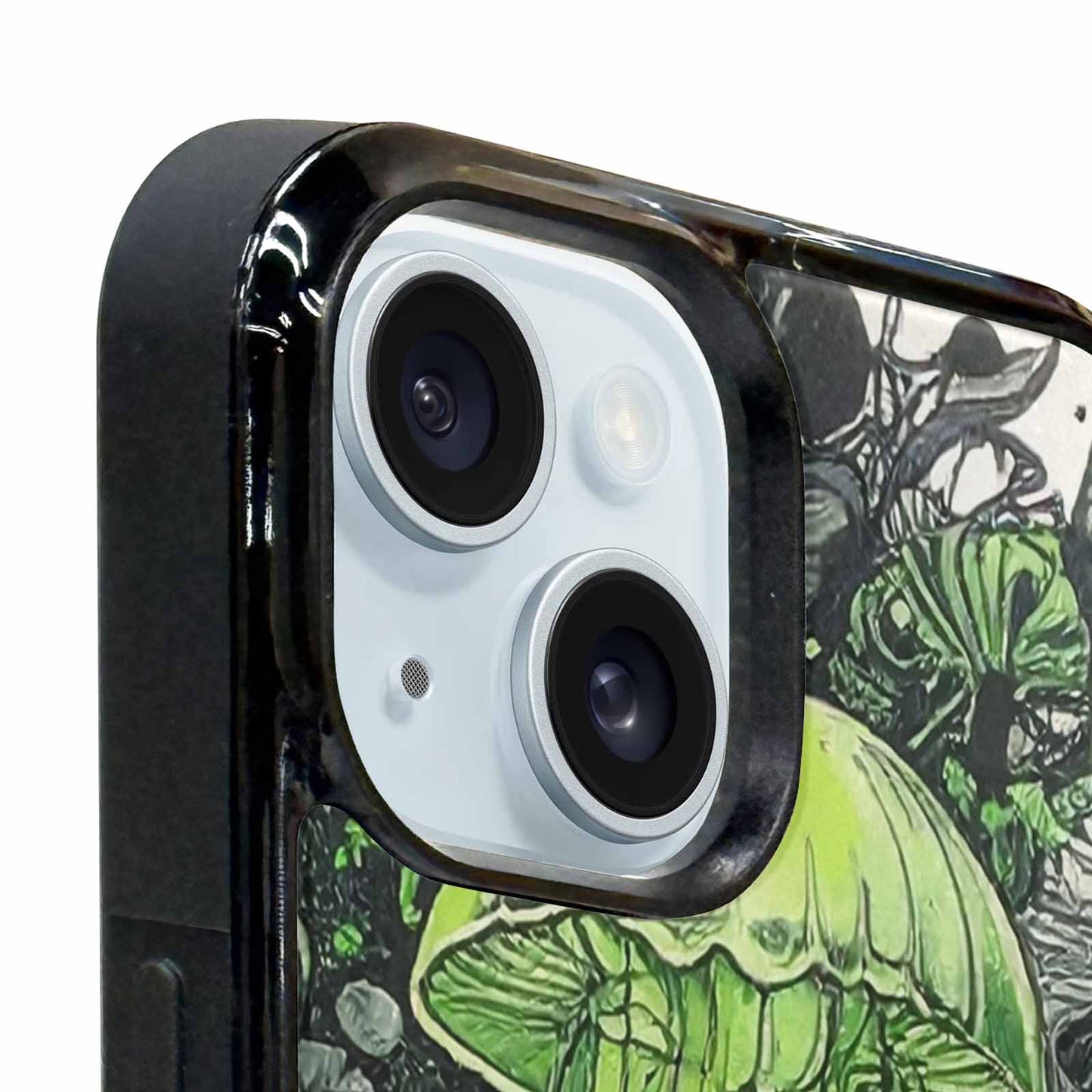 iPhone 15 Plus Case — Sea Creature Burst Black Green Ink, Customized Protective Case