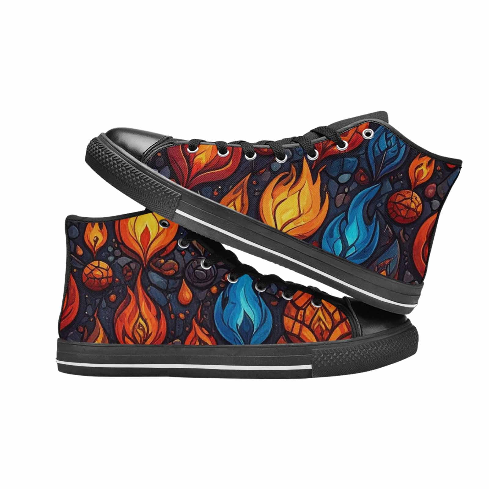 MEN'S Fire Flame High Top Canvas Y2K Custom Shoes