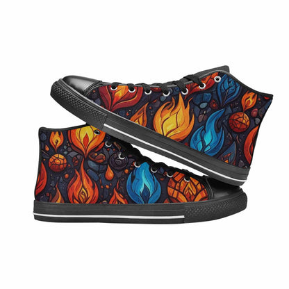 MEN'S Fire Flame High Top Canvas Y2K Custom Shoes