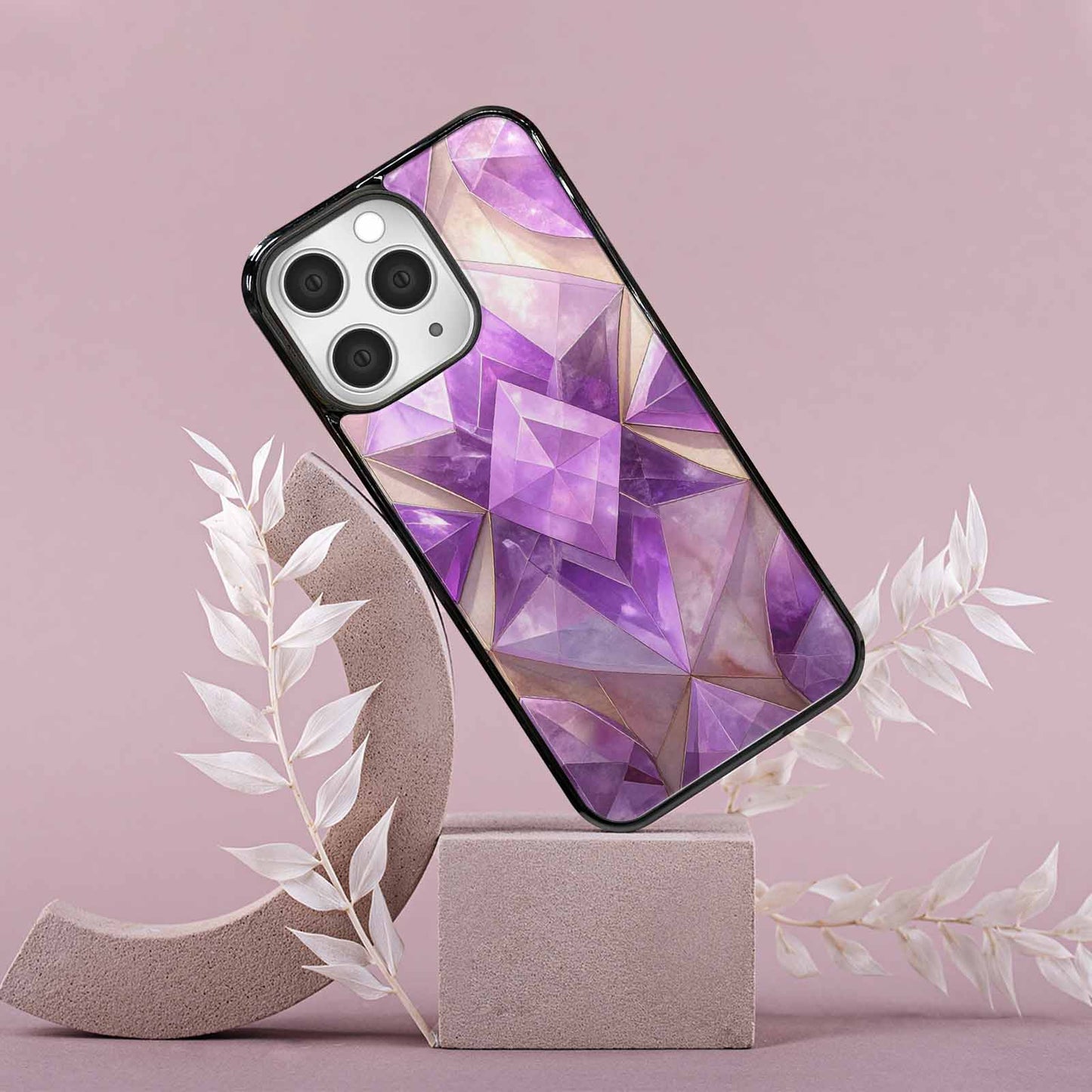 iPhone 15 Pro Max Case — Amethyst Crystal Art Pattern, Original Design Phone Case