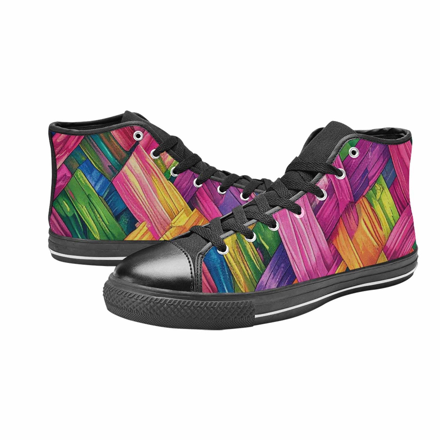MEN'S Polysexual Flag Color High Top Canvas Wallpaper Art Sneakers