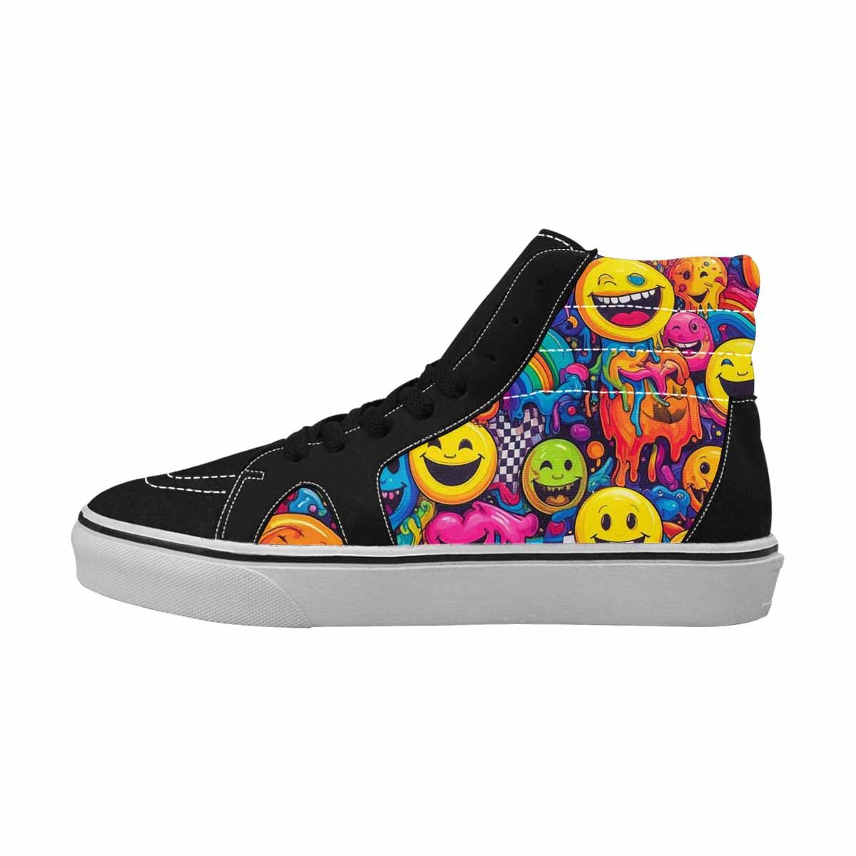 WOMEN'S Yellow Smiley Face High Top Canvas Dreamcore Custom Shoes