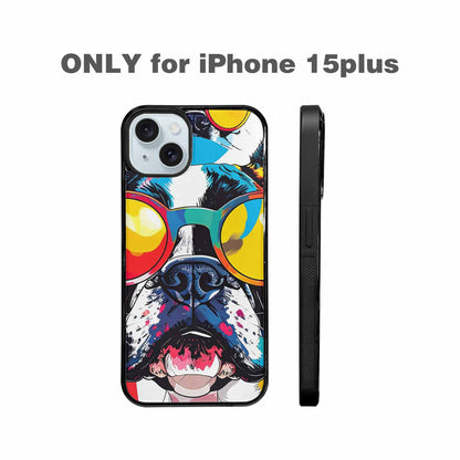 iPhone 15 Plus Case — French Bulldog Pop Art Pattern, Custom Printed Phone Case