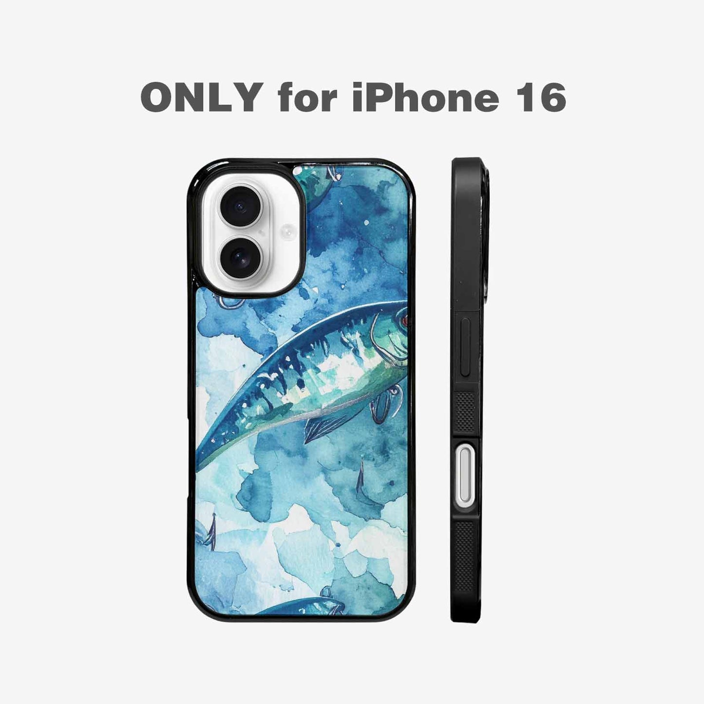 iPhone 16 Case — Fishing Lure And Hook Pattern Seamless, Custom Print Case Cover