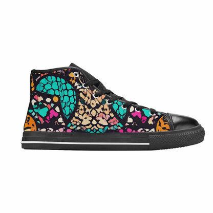 MEN'S Snake Print Skull High Top Canvas Vivid Sneakers