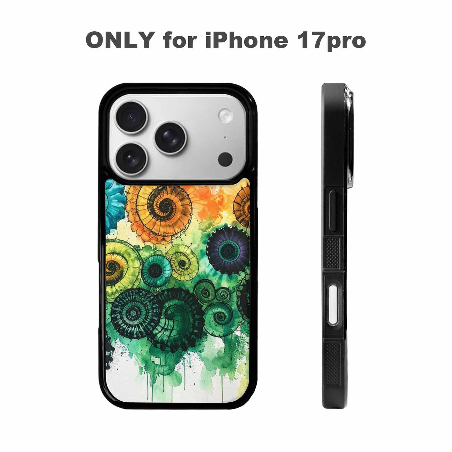 iPhone 17 Pro Case — Black Green Ink Tie Dye Tie, Custom Art Phone Cover