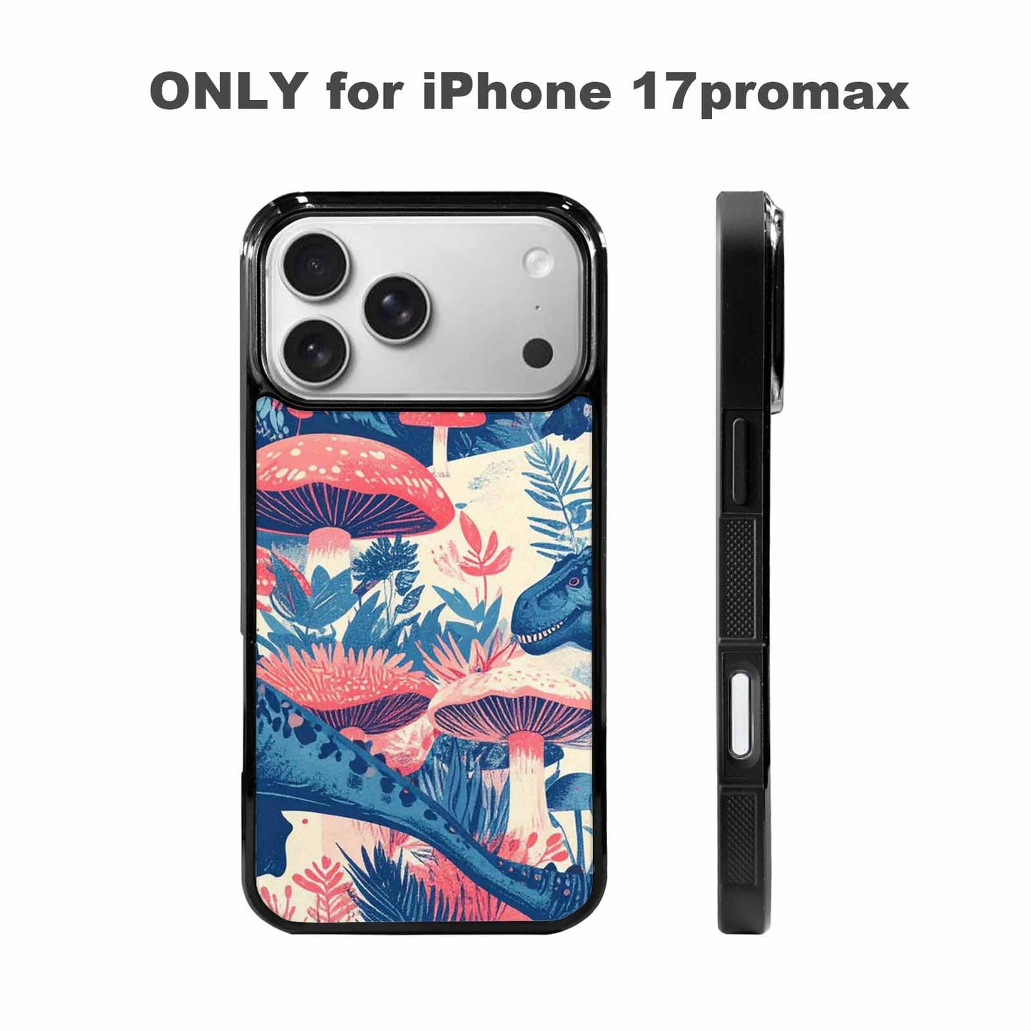 iPhone 17 Pro Max Case — Vintage Dinosaurs Mushroom Retro Vintage, Custom Designed Case Cover