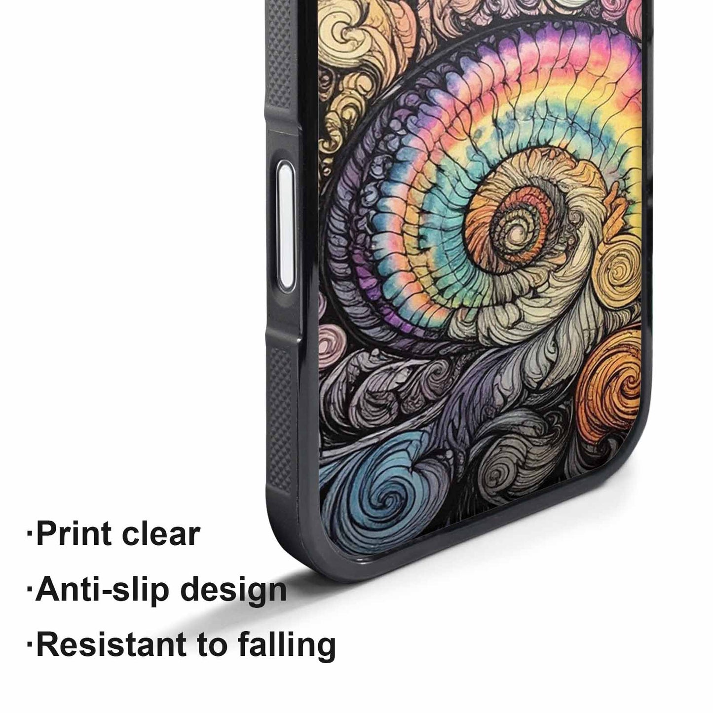 iPhone 17 Pro Case — Tie Dye Swirls Black White Tie, Custom Made Phone Cover