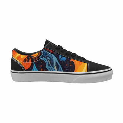 WOMEN'S Fire Flame Canvas Lace-Up Vibrant Chaos Custom Sneakers