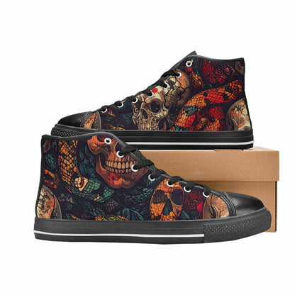 MEN'S Snake Skulls Print High Top Canvas Neon Fantasy Shoes