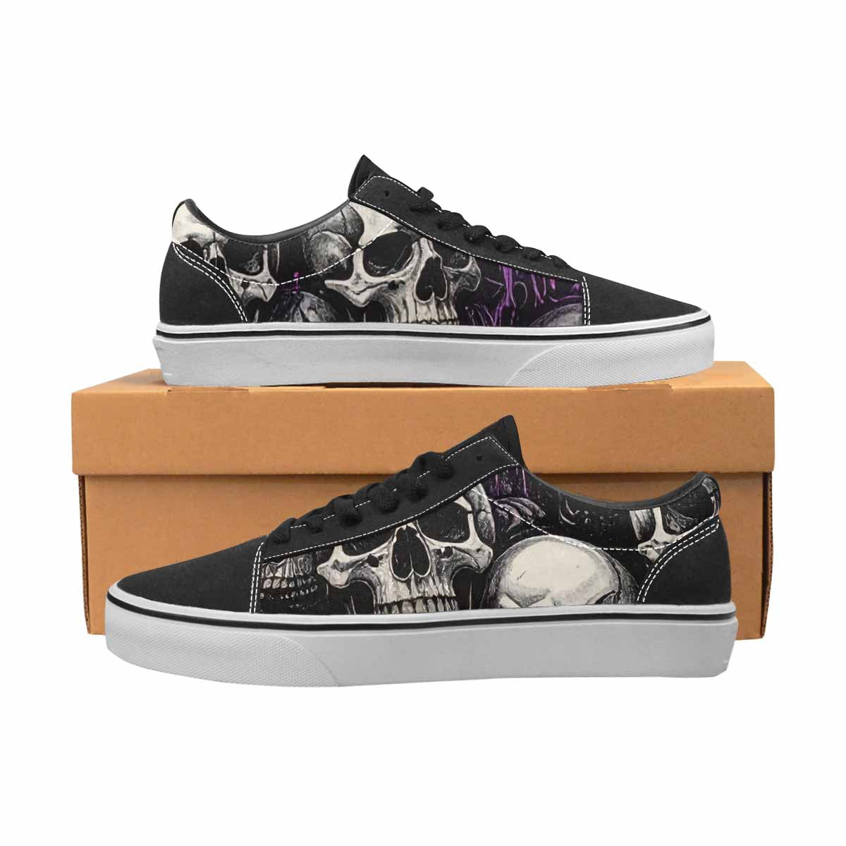 WOMEN'S Rainbow From Skull S Lace-Up Canvas Neon Fantasy Custom Shoes