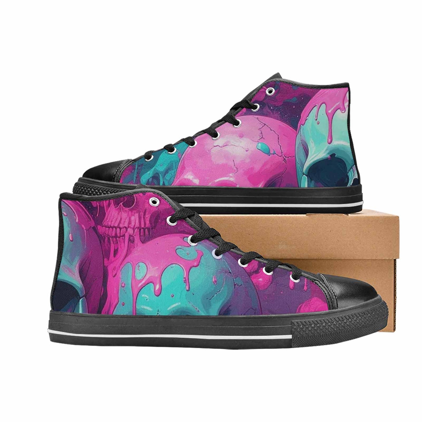 WOMEN'S Thousands Of Skulls High Top Canvas Surreal Shoes