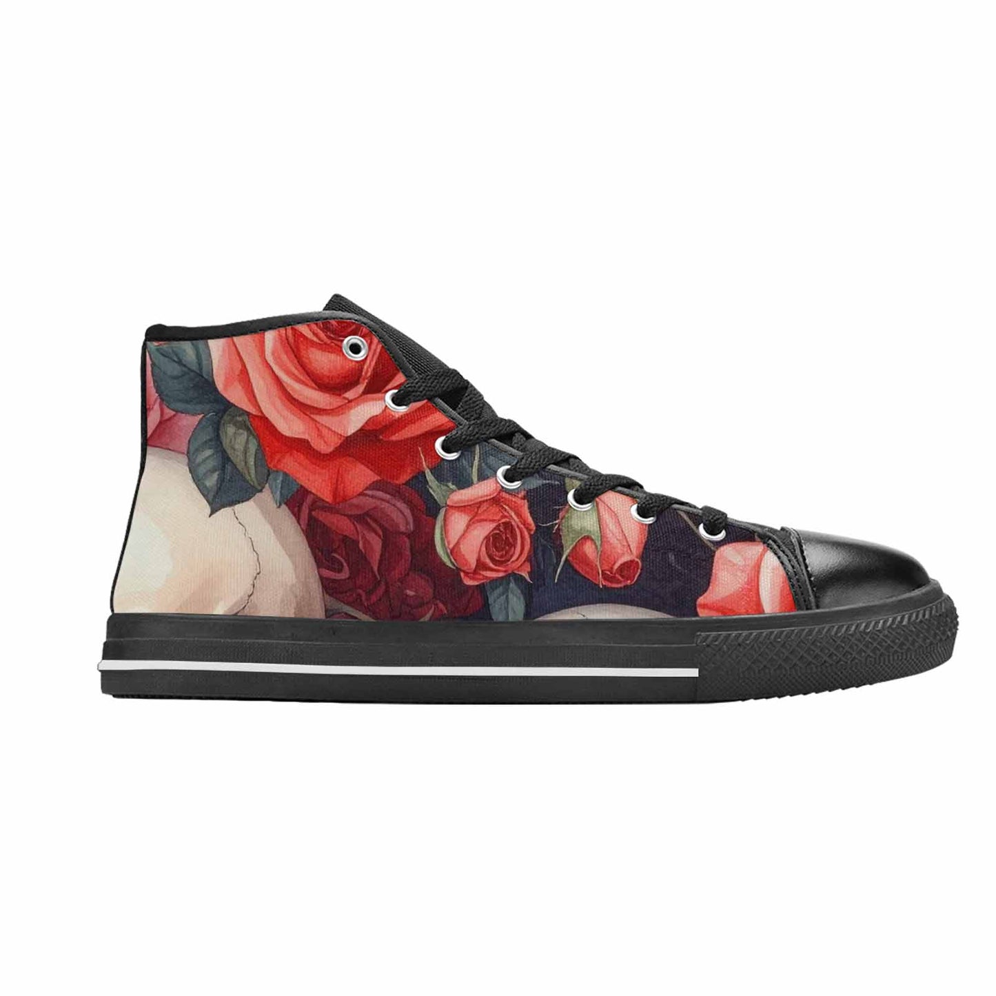 MEN'S Skulls Roses Soft Airbrush High Top Canvas Grunge Sneakers