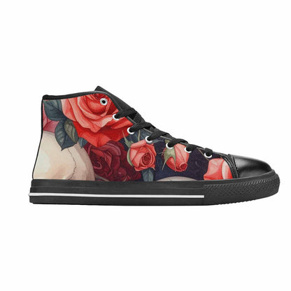 MEN'S Skulls Roses Soft Airbrush High Top Canvas Grunge Sneakers