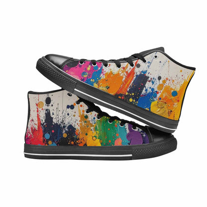 WOMEN'S Paint Splatter High Top Canvas Wallpaper Art Shoes