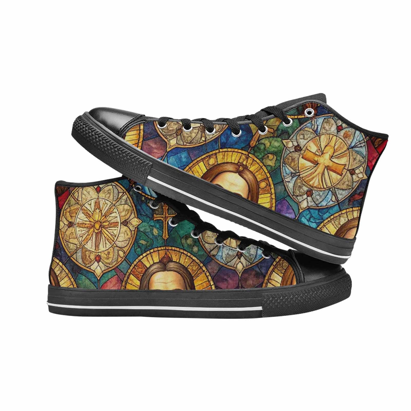 WOMEN'S Jesus Face Small High Top Canvas Dark Academia Custom Shoes