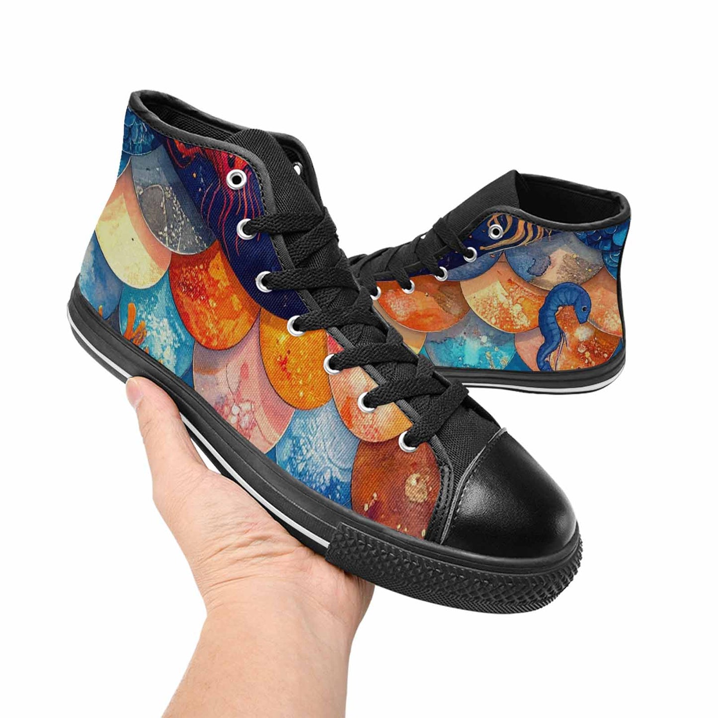 MEN'S Fish Scale Coral High Top Canvas Y2K Custom Sneakers
