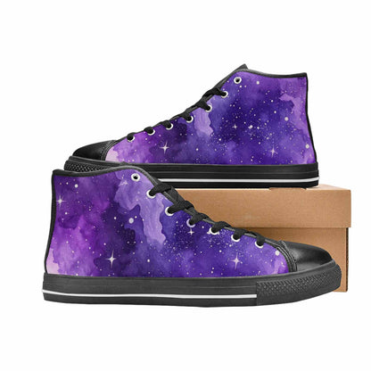 WOMEN'S Galaxy Art - High Top Canvas Vibrant Chaos Custom Sneakers