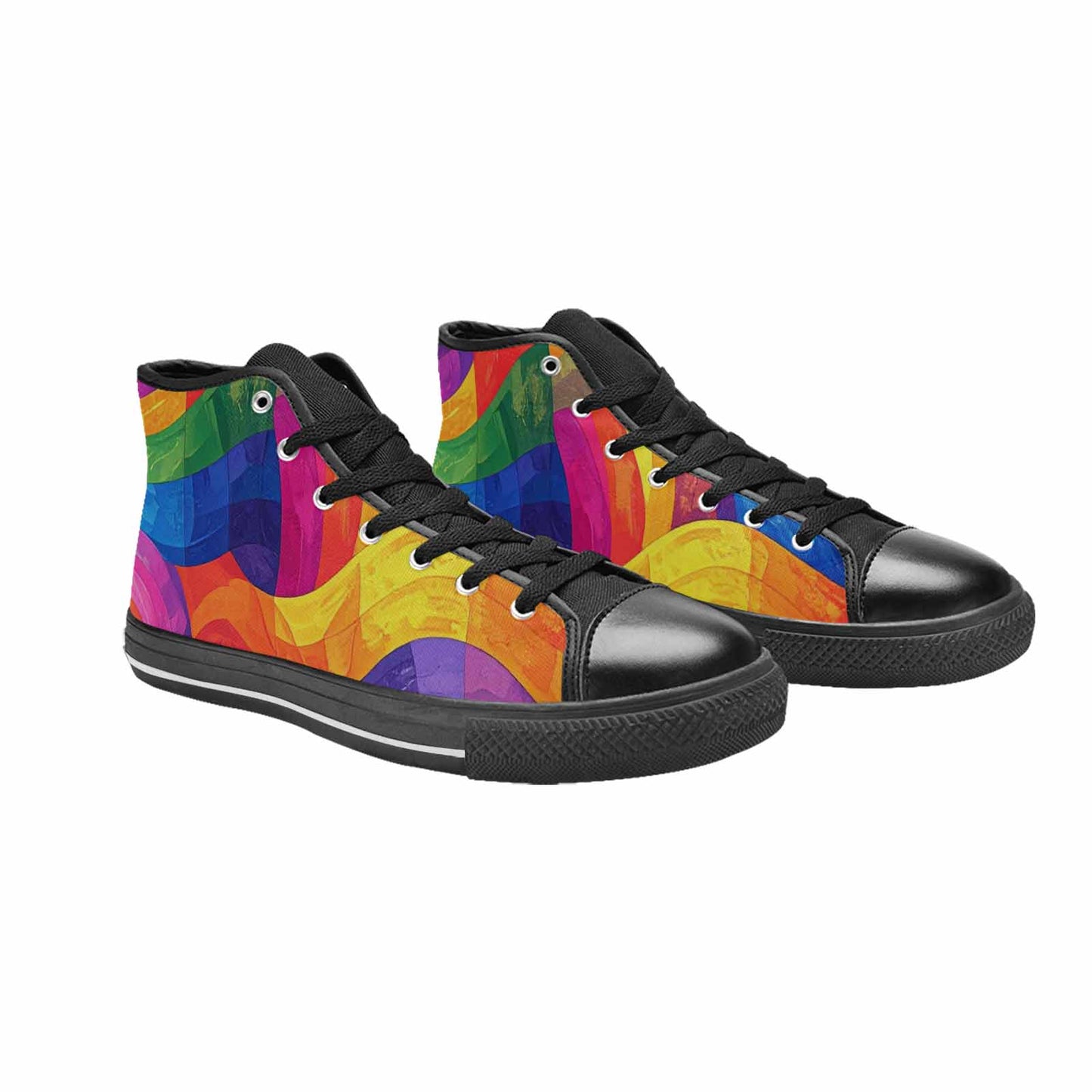 MEN'S Rainbow Pride Flag High Top Canvas Neon Fantasy Custom Shoes