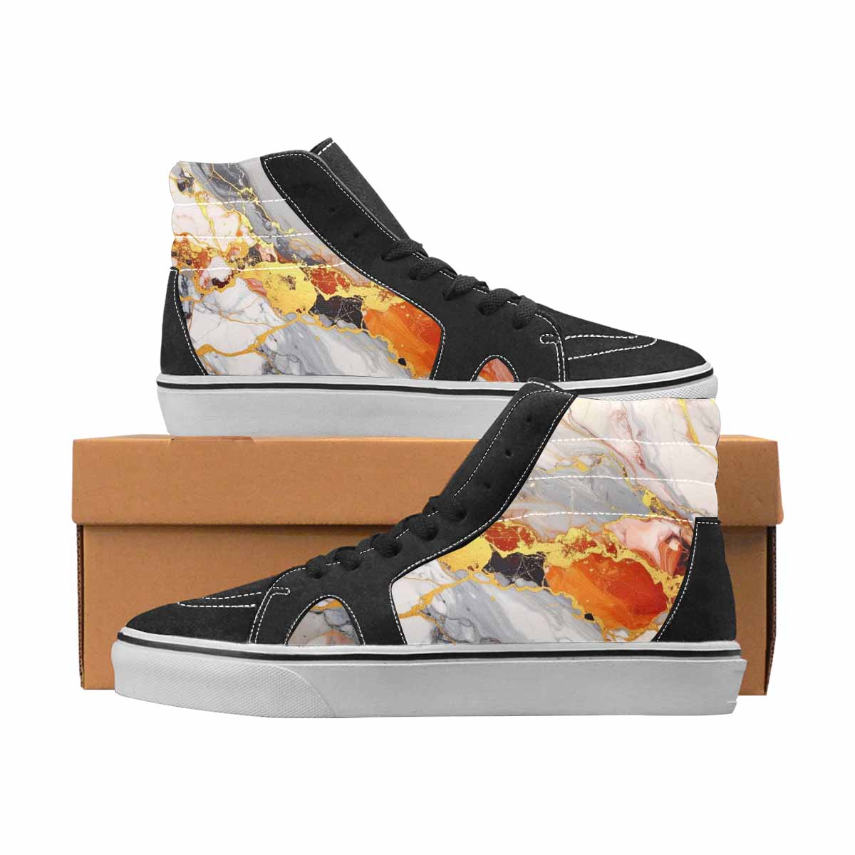WOMEN'S Marble High Top Canvas Personalized Vivid Custom Kicks