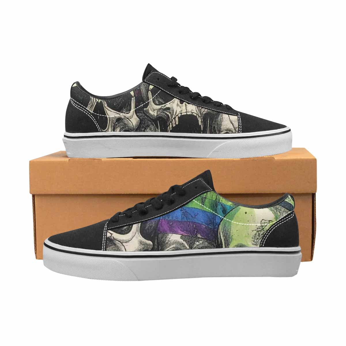 WOMEN'S Rainbow From Skull S Lace-Up Canvas Vivid Sneakers