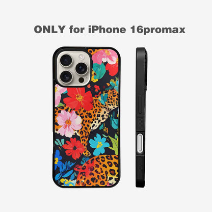 iPhone 16 Pro Max Case — Leopard Print Floral, Custom Printed Phone Case