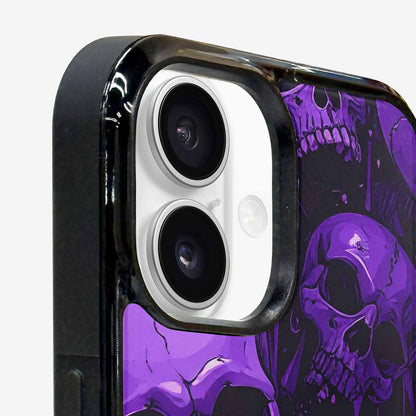 iPhone 16 Case — Monochrome Purple Skeletons Neon Drip Melting, Personalized Phone Case