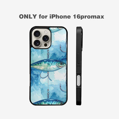 iPhone 16 Pro Max Case — Fishing Lure And Hook Pattern Seamless, Customized Protective Case