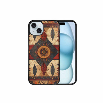 iPhone 15 Plus Case — Native American Geometric Pattern Arrows Feathers, Unique Phone Case Design