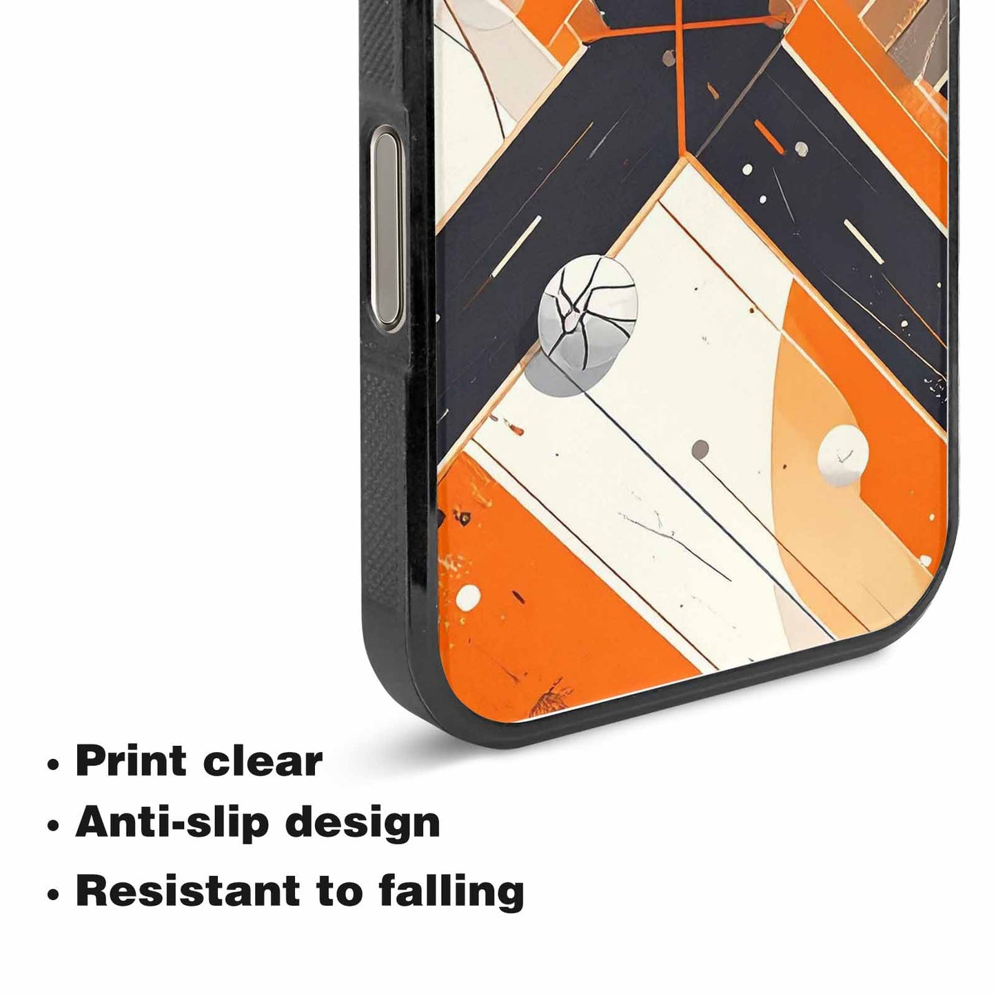 iPhone 15 Pro Max Case — Basketball Pattern Court Lines And Balls, Custom Printed Phone Case