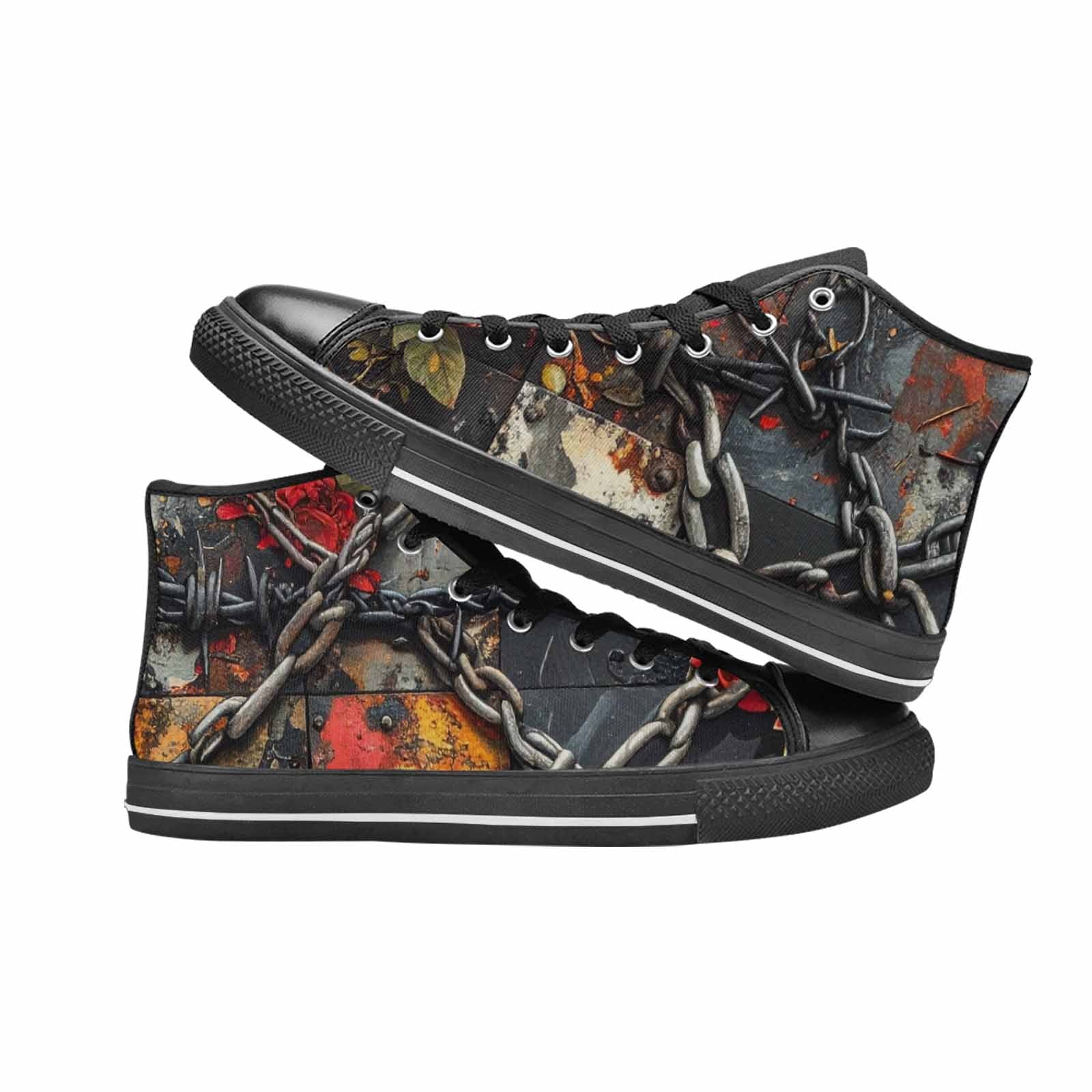 WOMEN'S Barbed Wire Chain High Top Canvas Neon Fantasy Custom Sneakers