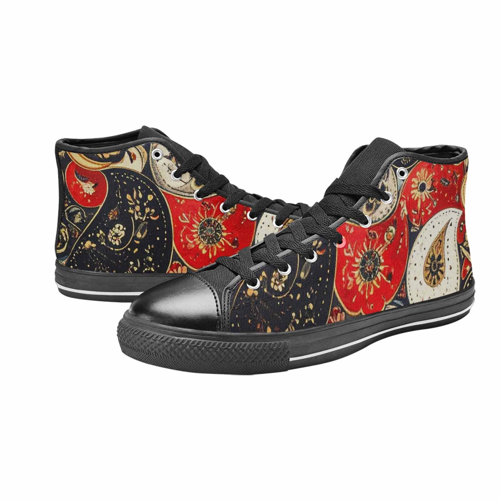 WOMEN'S Paisley Bandana High Top Canvas Wallpaper Art Custom Sneakers