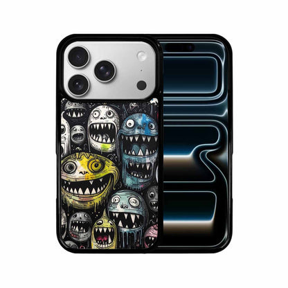iPhone 17 Pro Case — Black Ink Linework Creature Pattern Original, Unique Phone Case Design