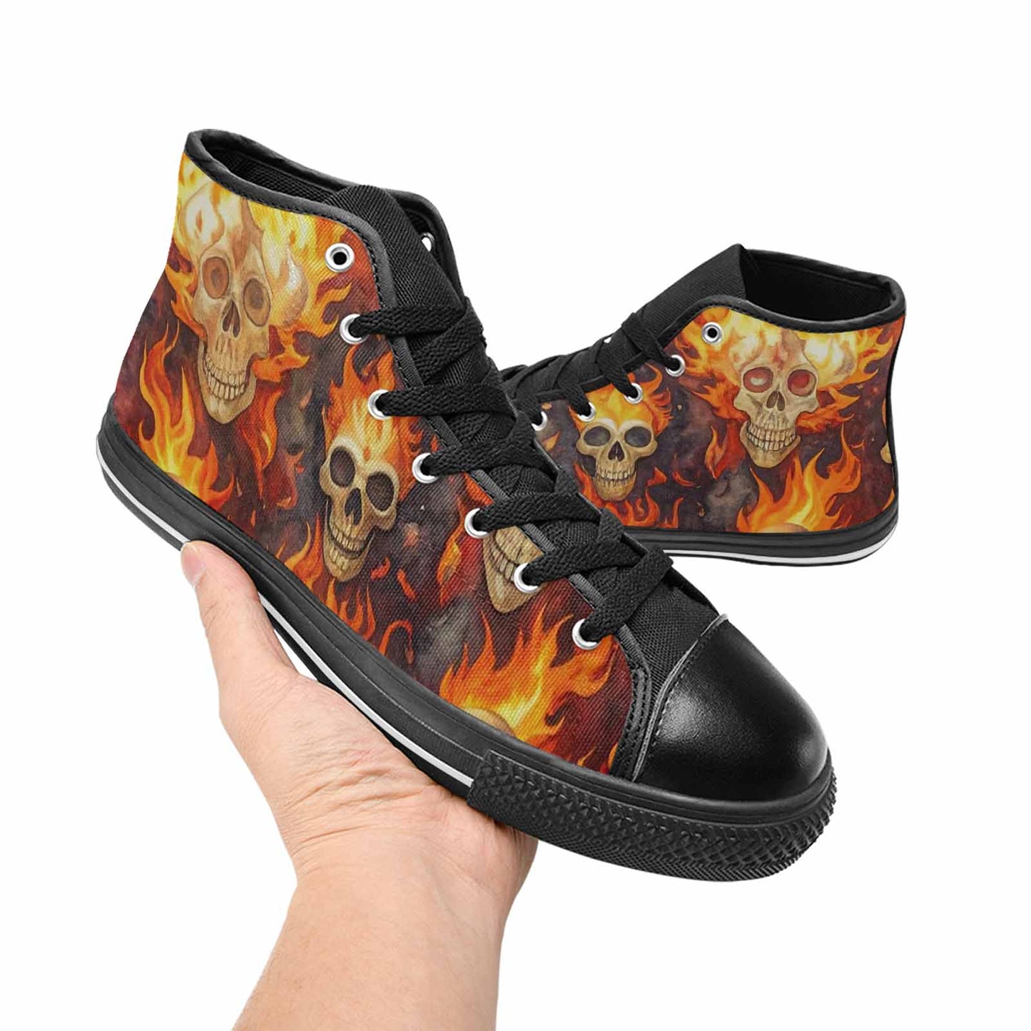 MEN'S Skulls - Flaming High Top Canvas Cottagecore Shoes