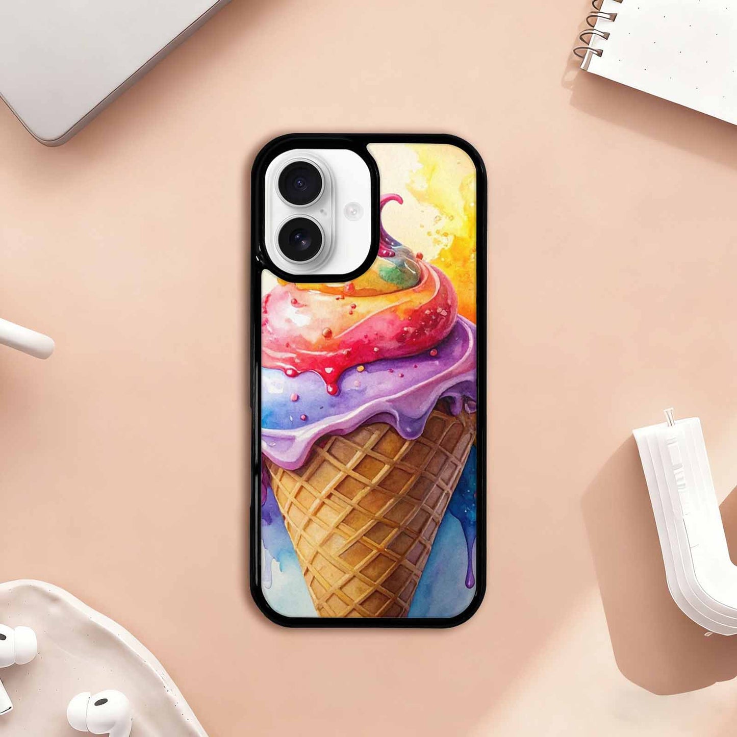 iPhone 17 Case — Melting Icecream Collage Original Art, Custom Print Case Cover