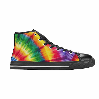 WOMEN'S Tie Dye Rainbow Spiral High Top Canvas Vivid Sneakers