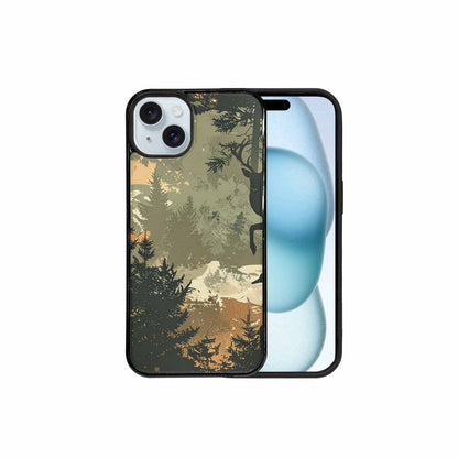iPhone 15 Plus Case — Hunting Camouflage Pattern With Deer And, Custom Made Phone Cover