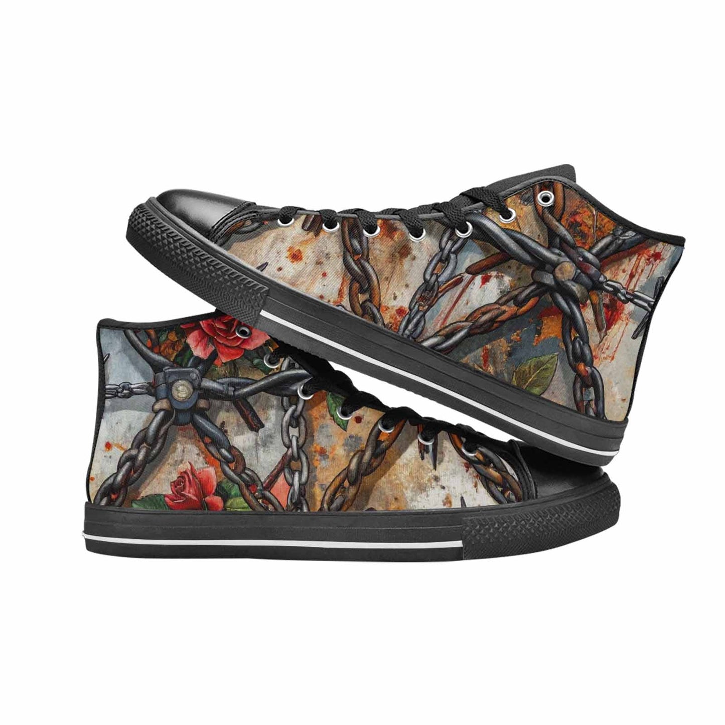 MEN'S Barbed Wire Chain High Top Canvas Y2K Custom Sneakers