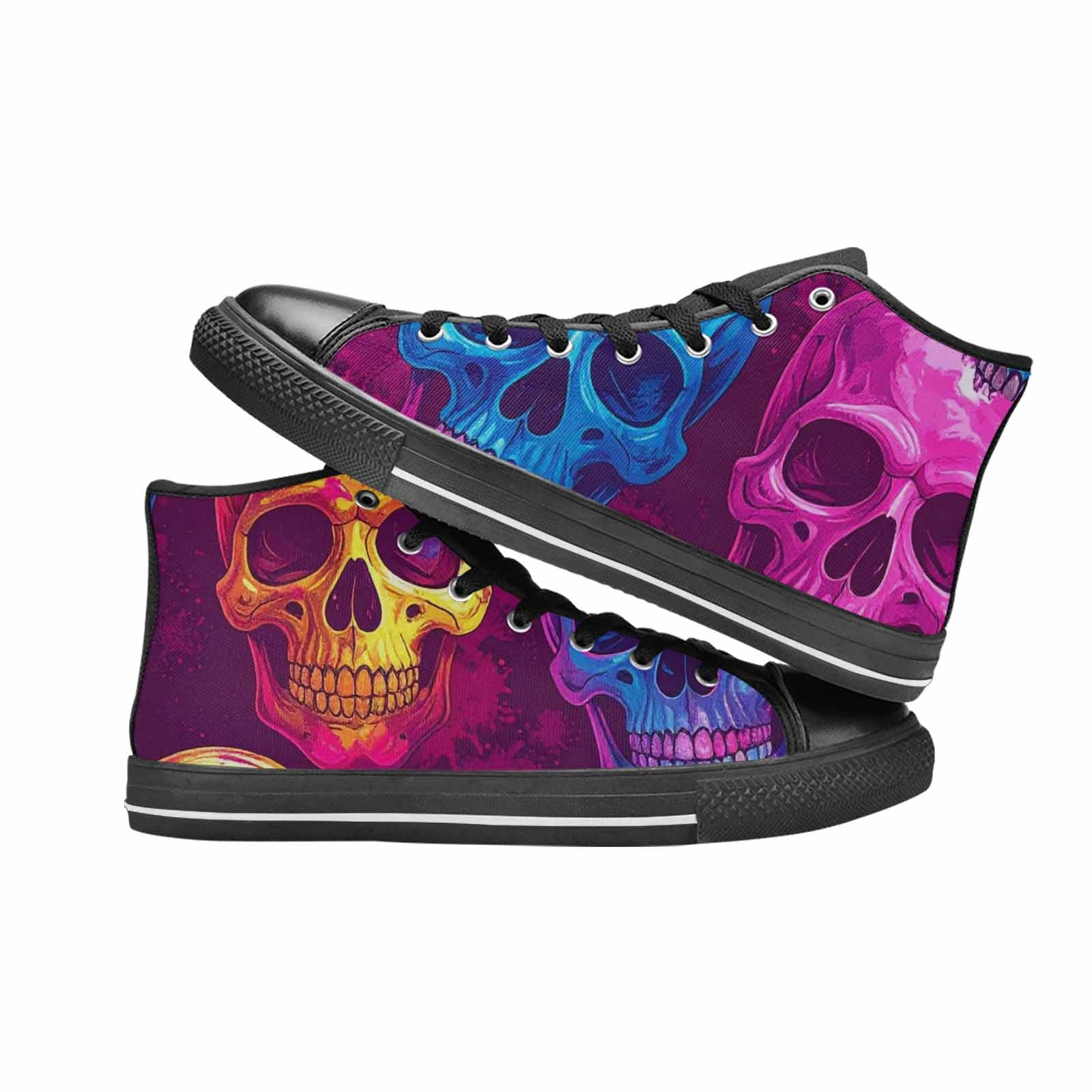 MEN'S Tie Dye Skulls Print High Top Canvas Cottagecore Shoes